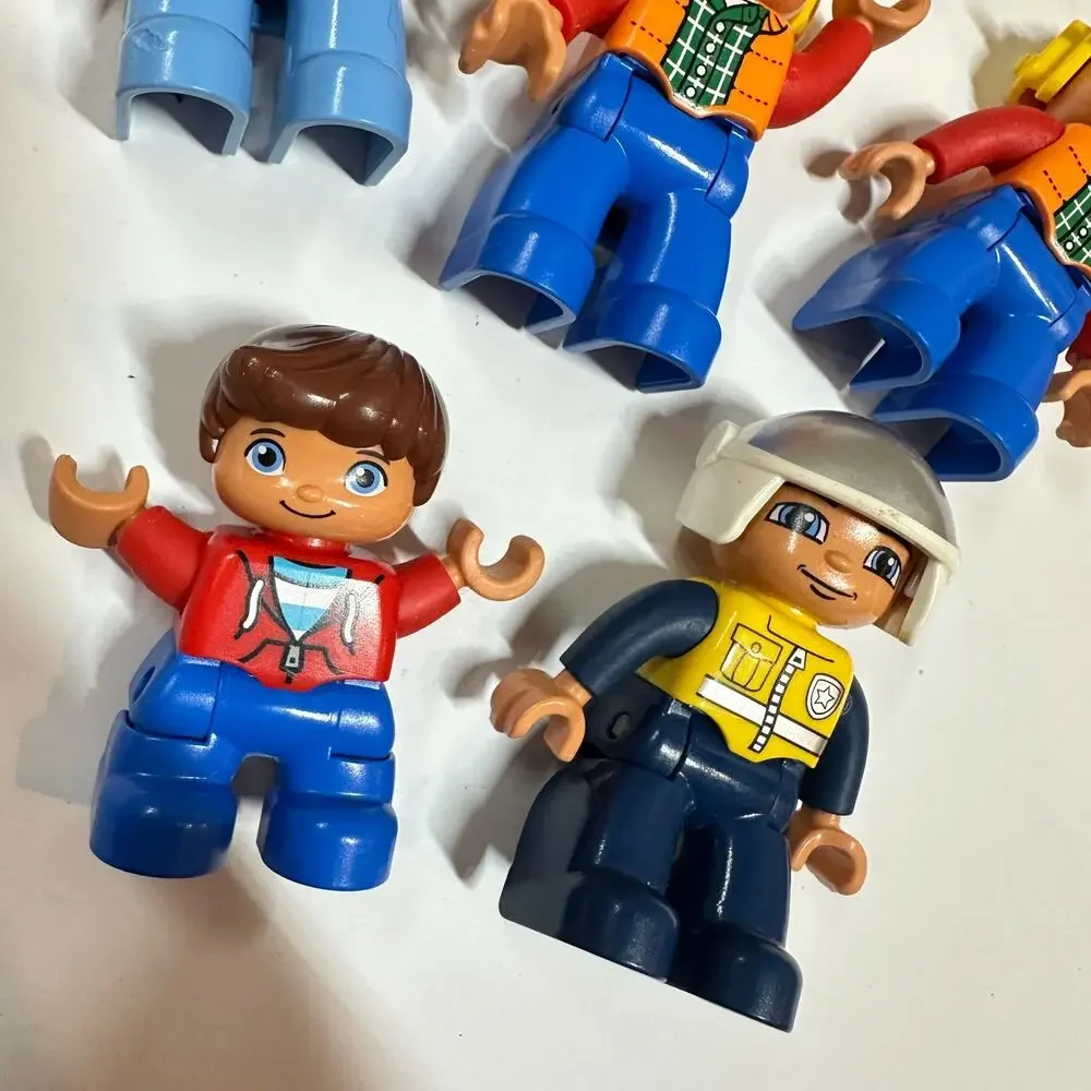Lot of 5 Duplo Mini Figures People Men Workers Boy Helmet - Picture 4 of 6